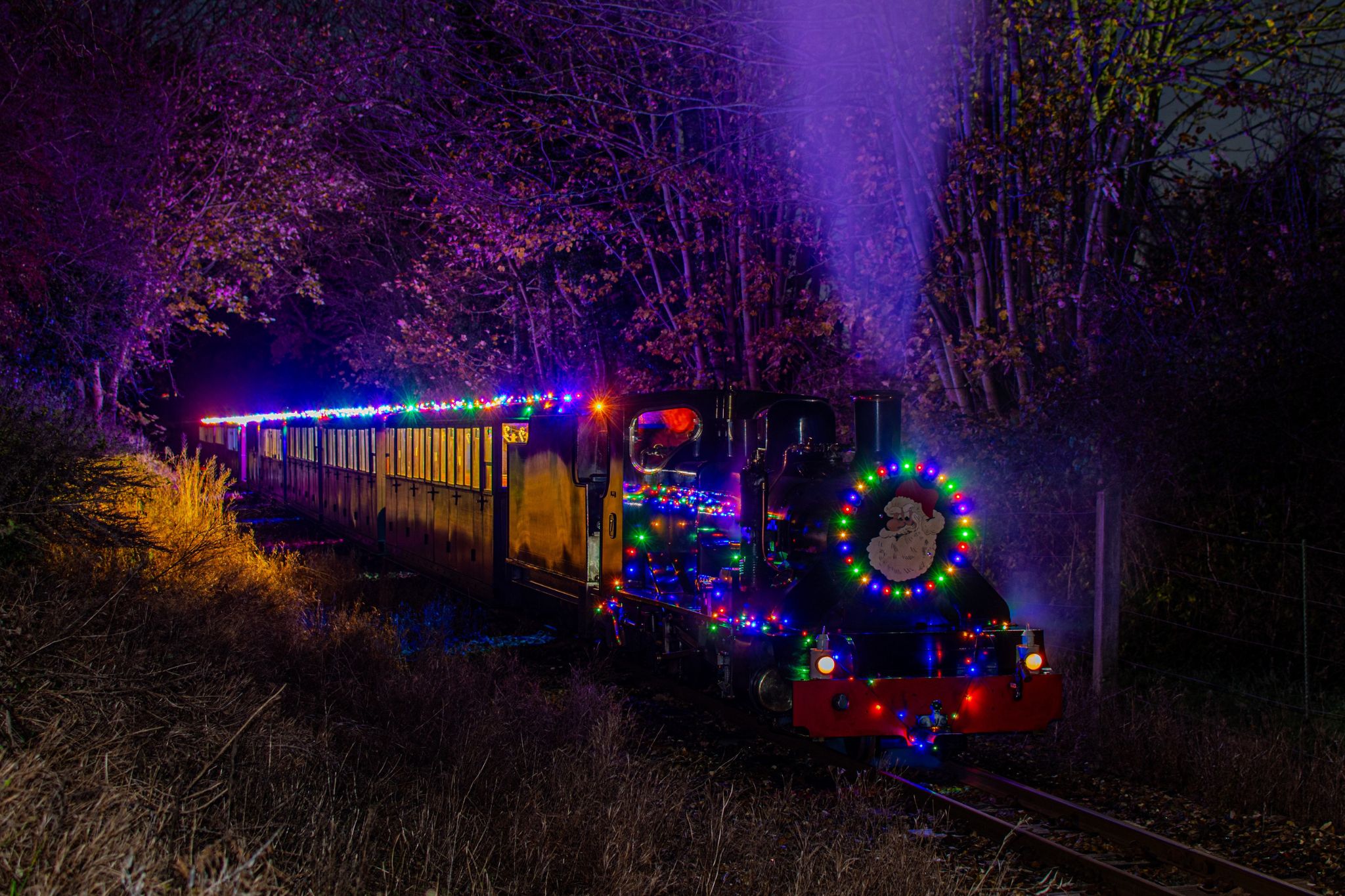 The Noel Night Train Riding Through Norfolk Countryside