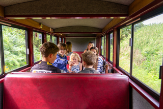 Children travelling to Wroxham Station by steam train