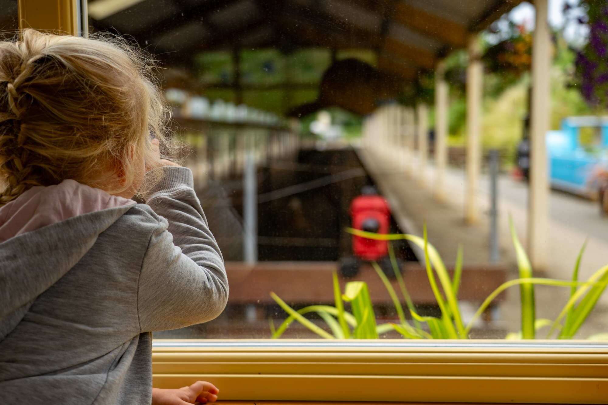 Little Girl Looking Out Of The Window
