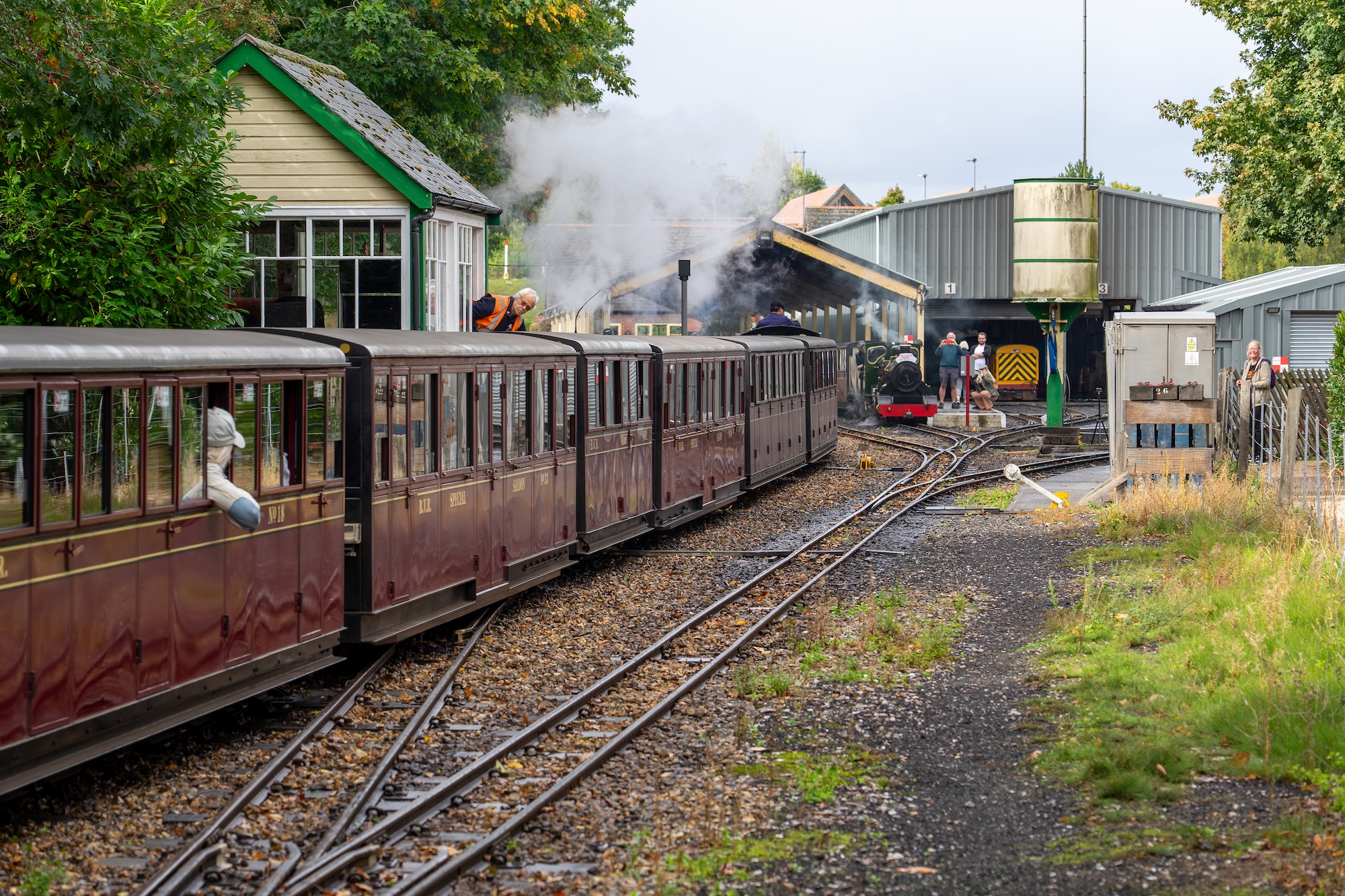 Heritage Carriages Arriving At Aylsham Station Beside The Signal Box