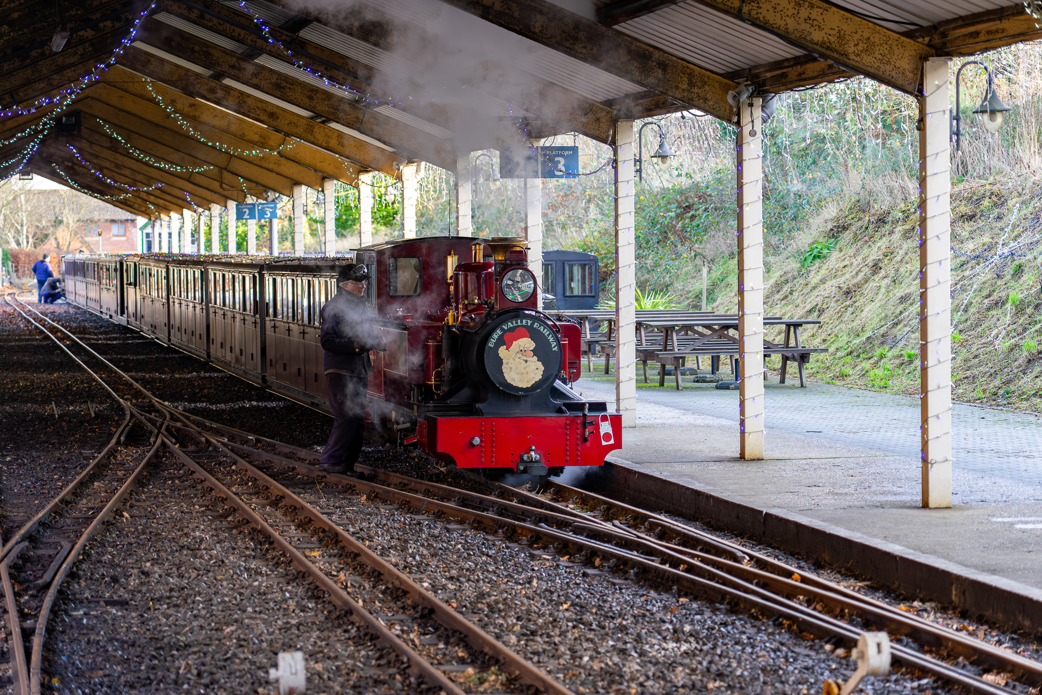 Christmas train at Aylsham Station ready for the Festive Express
