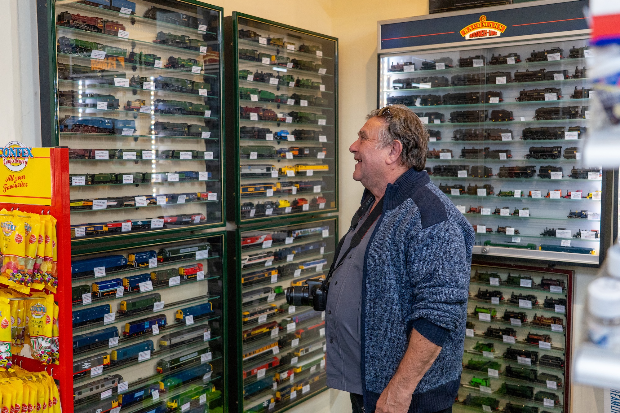 Customer Admiring Model Locomotive Displays