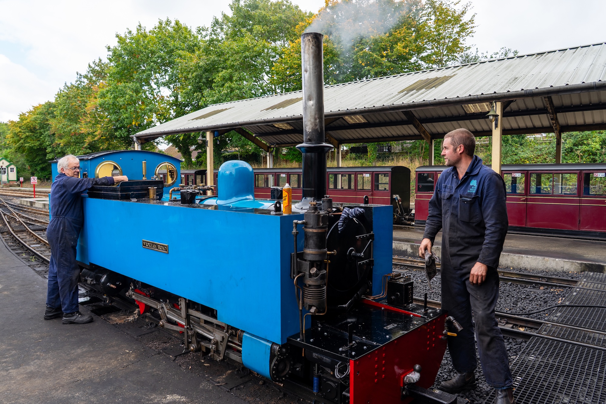 Bure Valley Railway Staff Preparing No. 1 “Wroxham Broad” Steam Locomotive