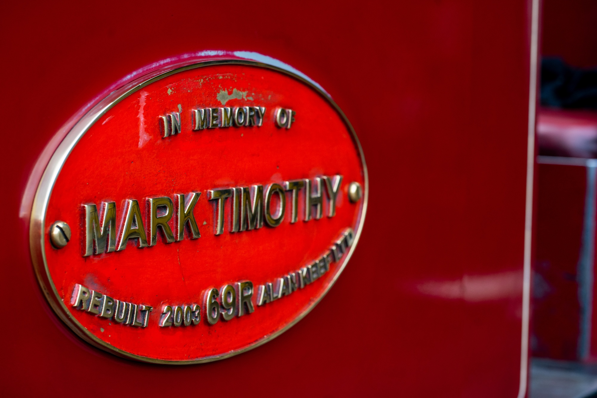 Nameplate Detail On No. 9 Mark Timothy