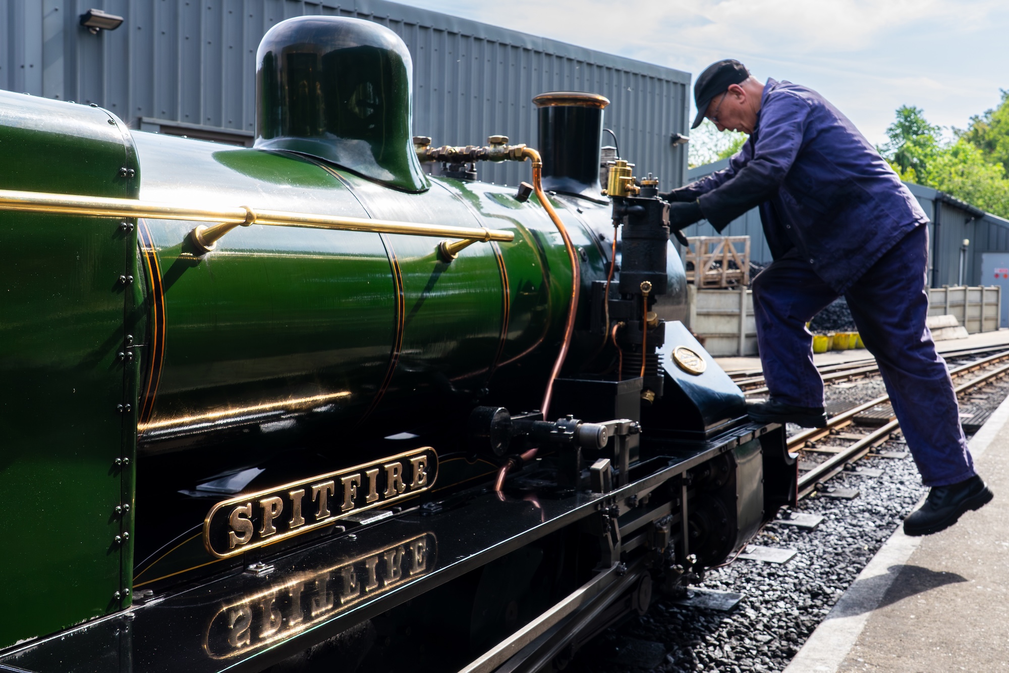 Volunteer Preparing Locomotive “Spitfire” Before Departure